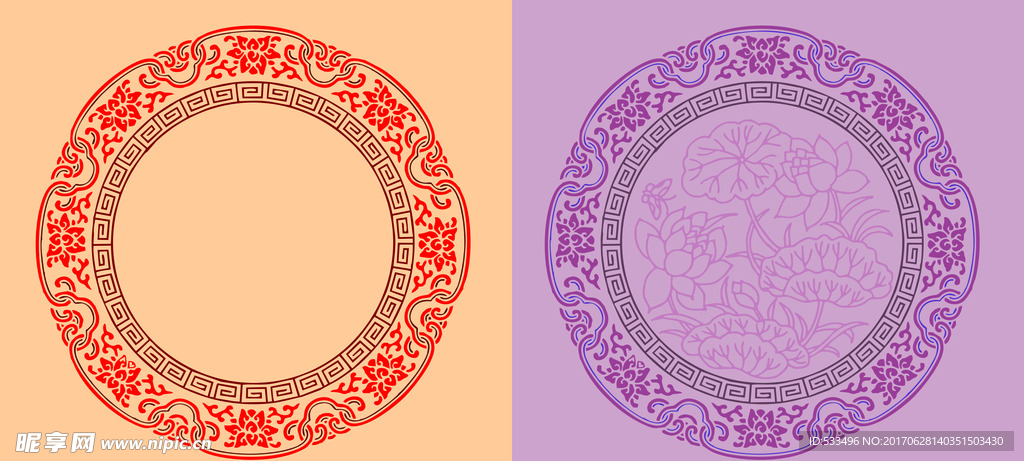 传统矢量圆形纹样