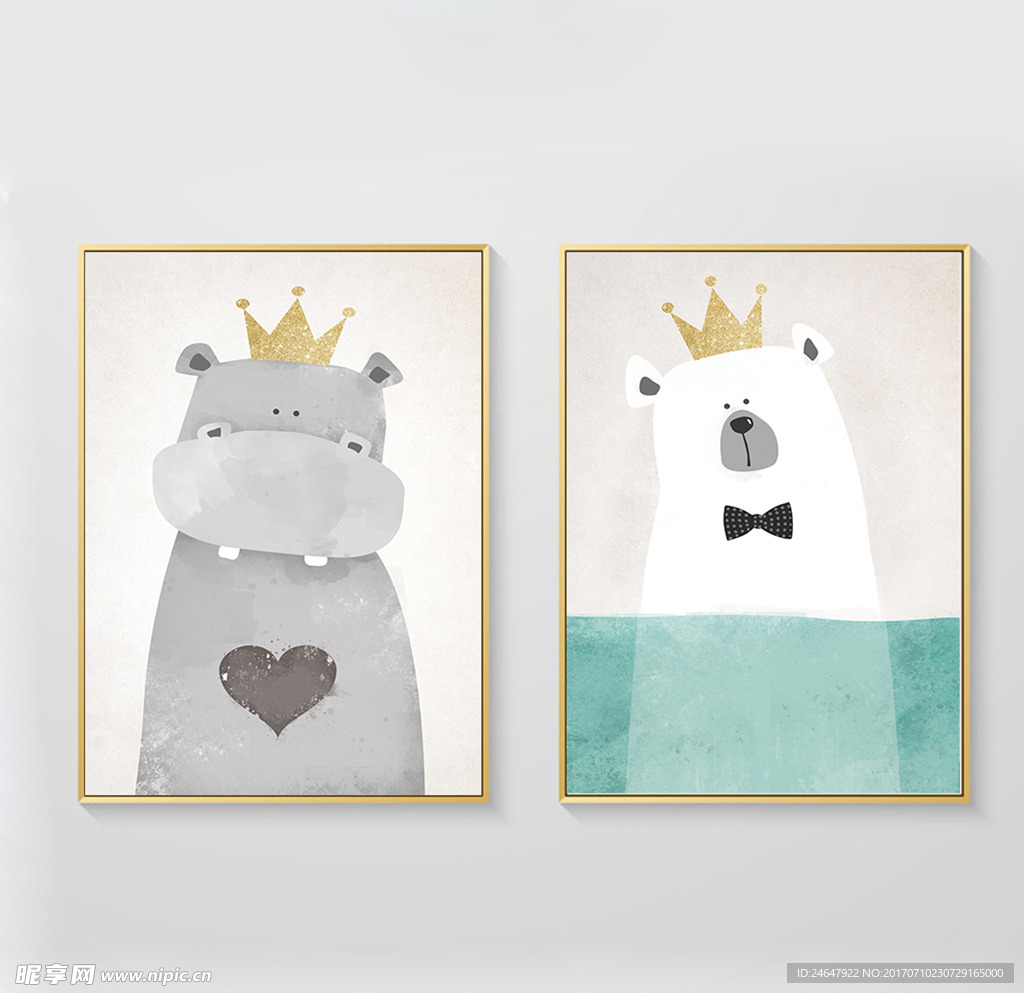 北欧简约小动物无框画装饰画