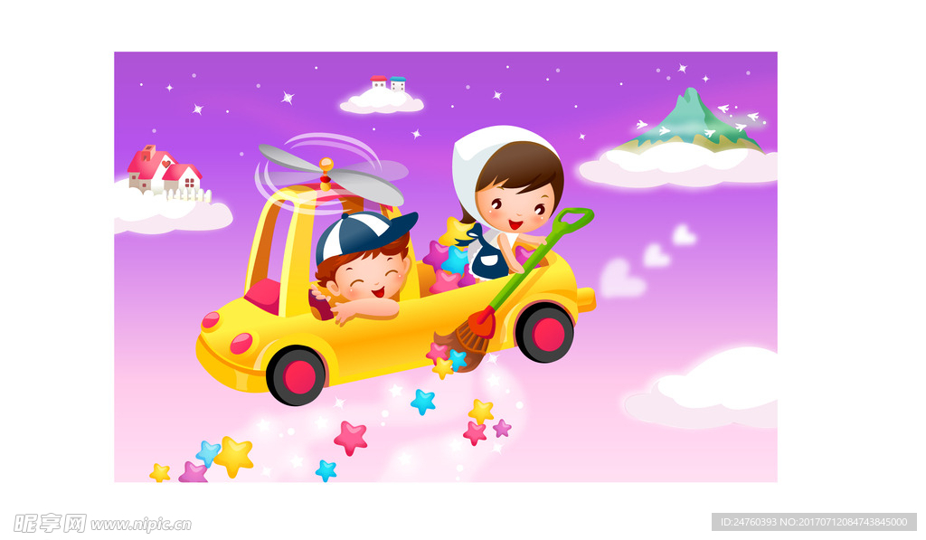 卡通儿童玩耍背景