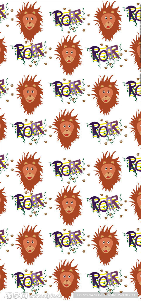 卡通动物四方连续底纹