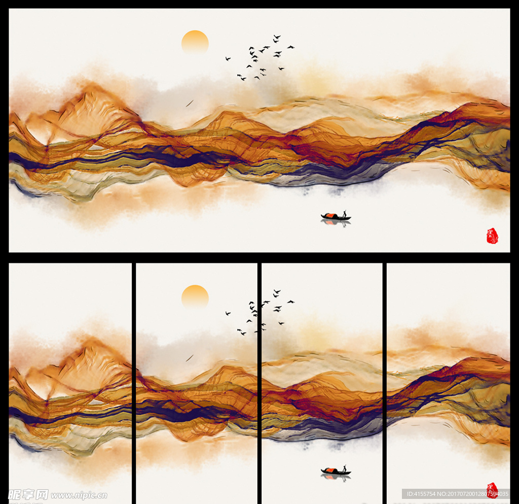 抽象晕染中国风 水墨画