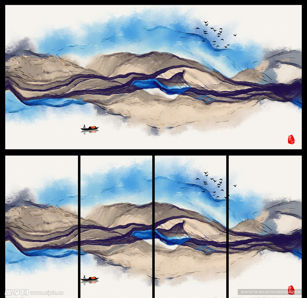 新中式抽象意境水墨画 水墨装饰