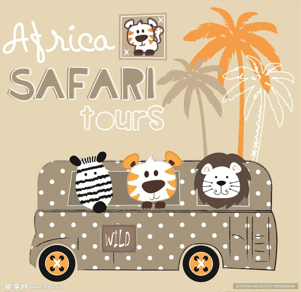 卡通汽车动物矢量图下载