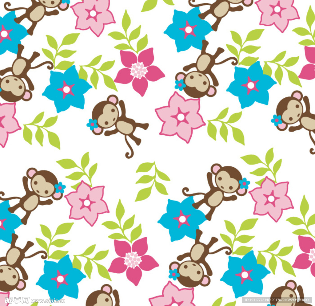 可爱猴子 花纹
