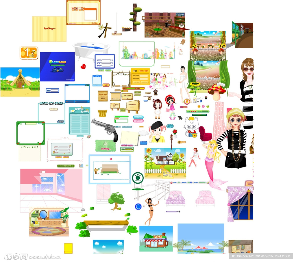 手绘卡通游戏flash素材