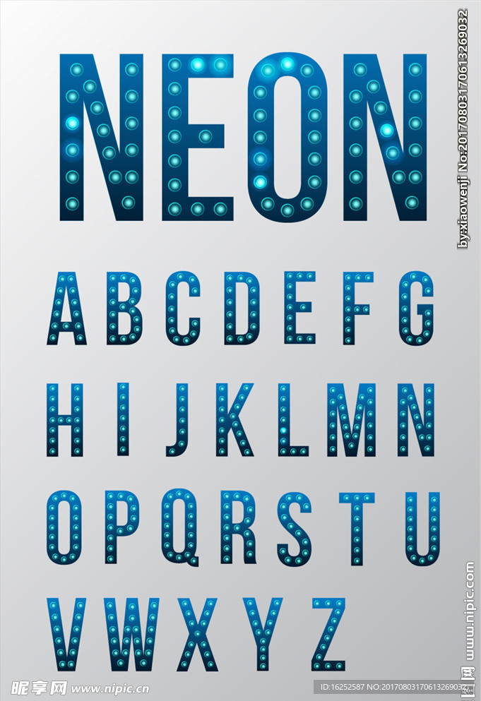 蓝色霓虹灯字母