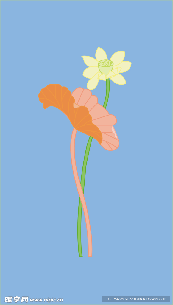 平面荷花矢量图