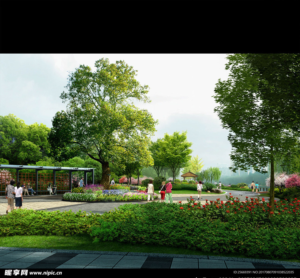 景观公园效果图素材