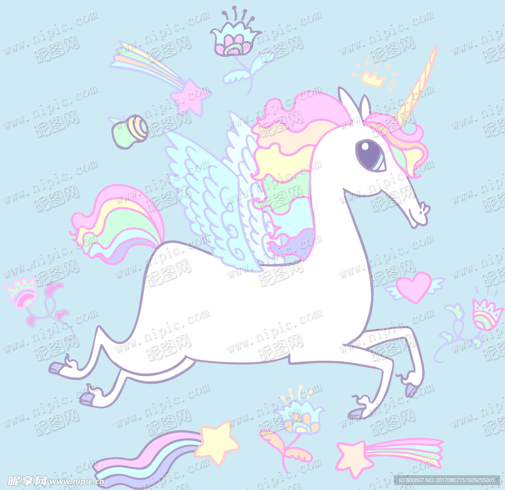 矢量独角兽卡通