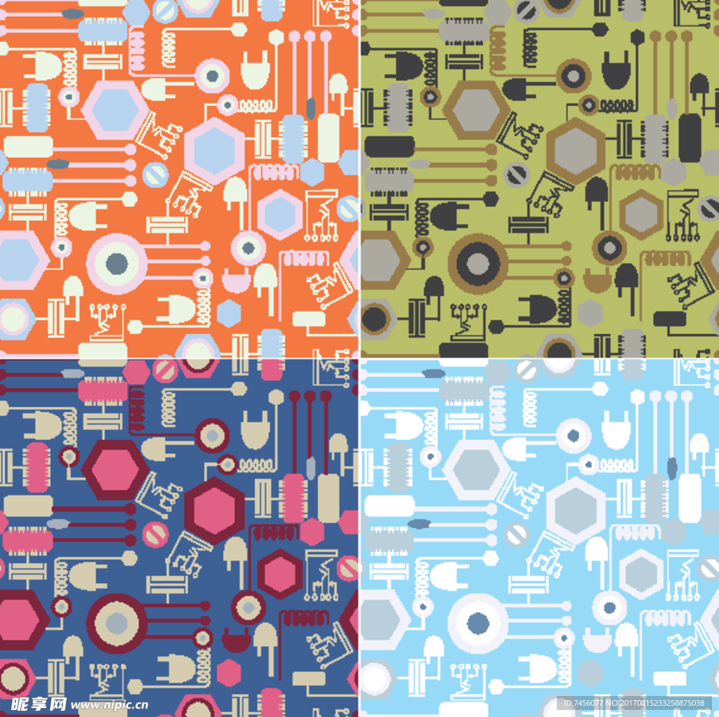 方块彩色时尚线描背景