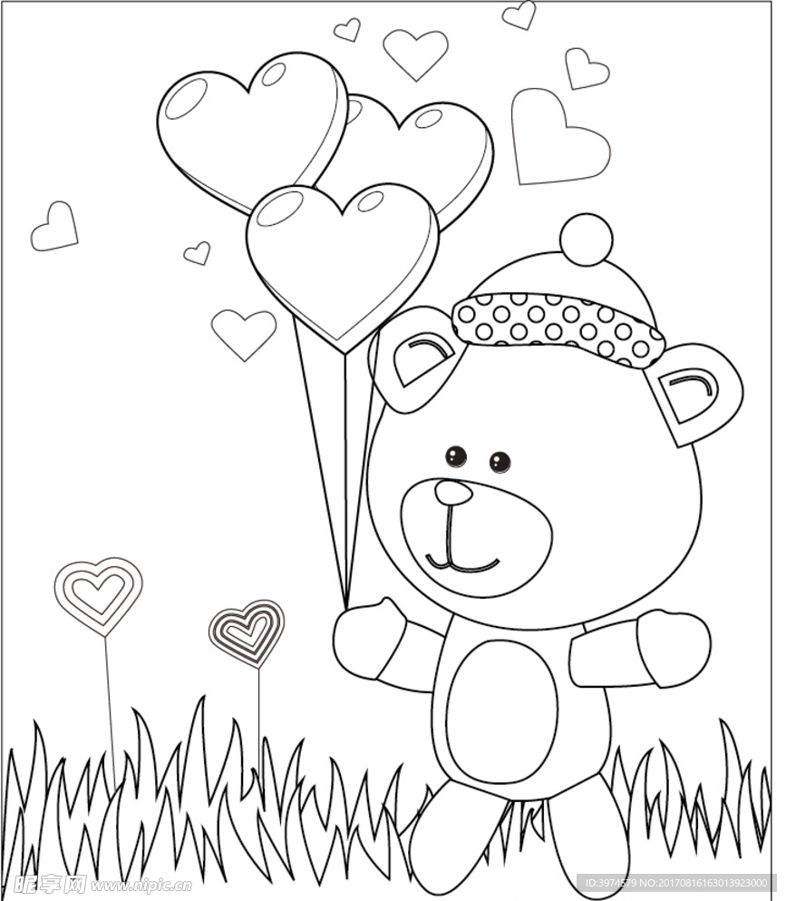 拿着爱心气球的小熊