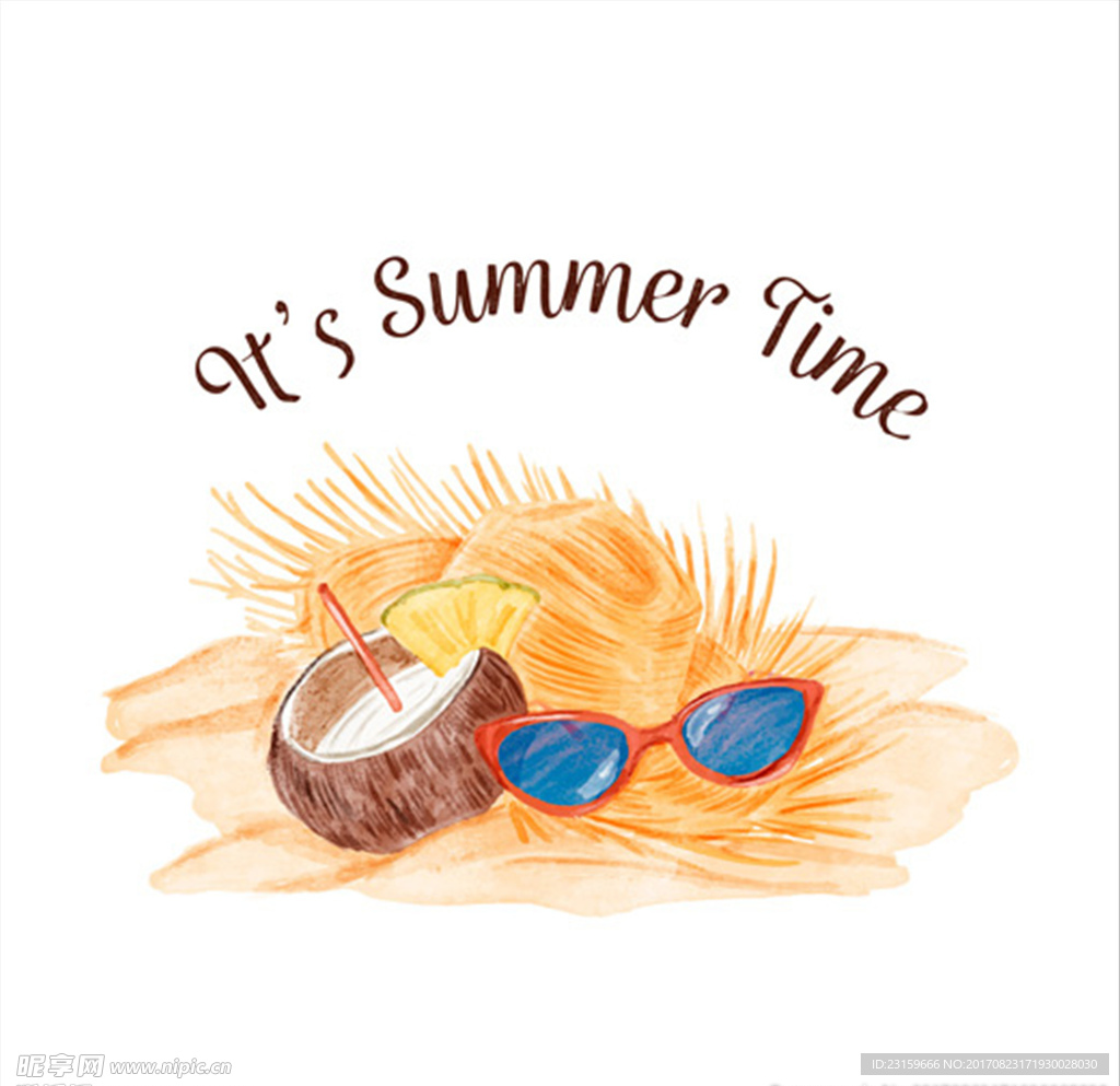 水彩夏天元素背景