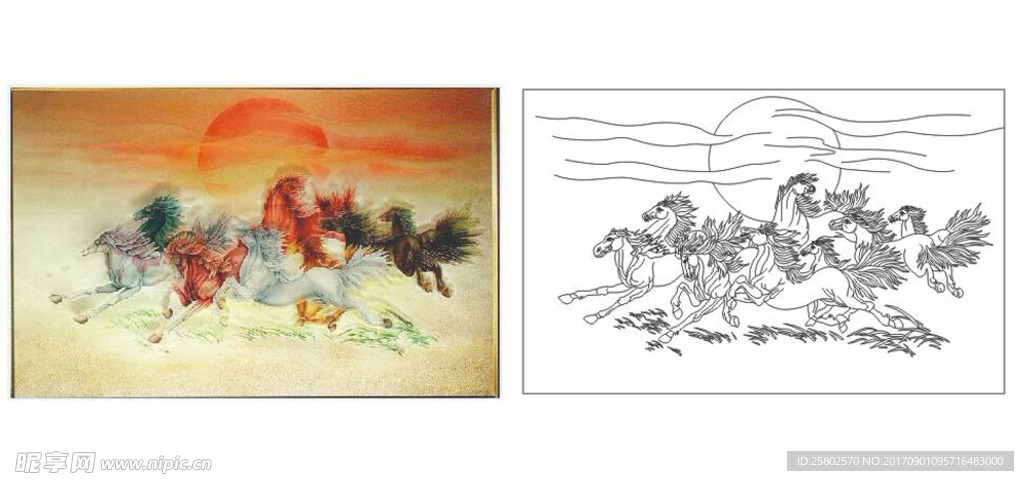 八骏图  八马飞腾