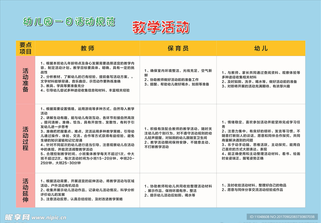 一日活动规范教学活动