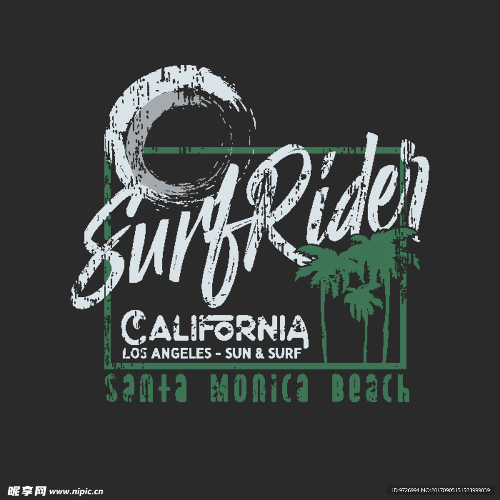 加利福尼亚冲浪标签矢量图下载