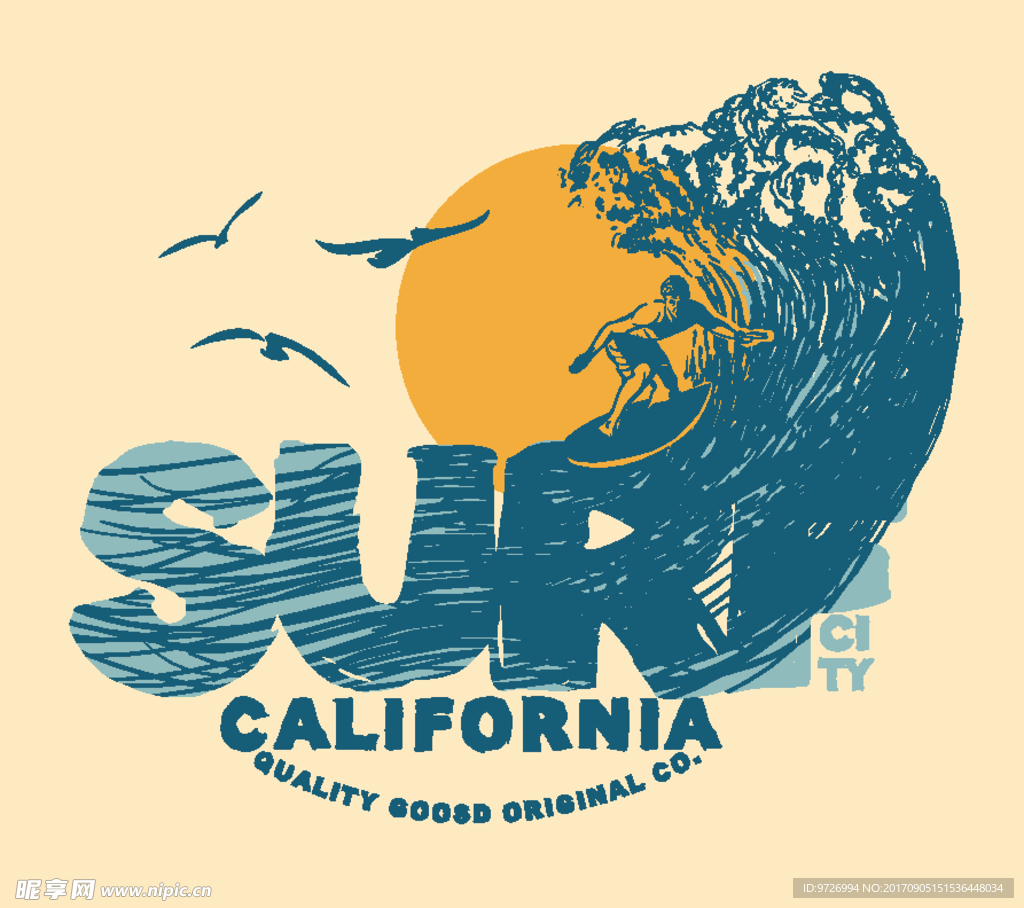 加利福尼亚冲浪者矢量图下载