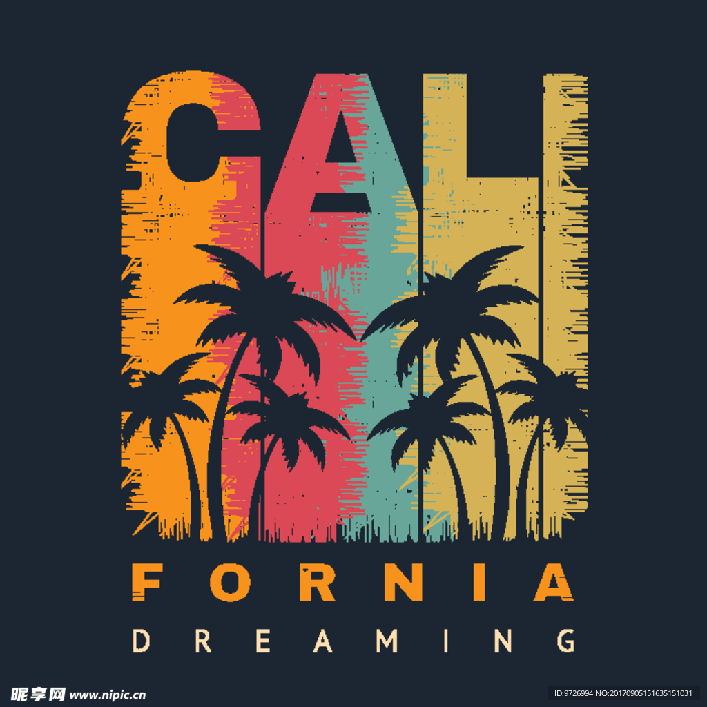 加利福尼亚大树矢量图下载