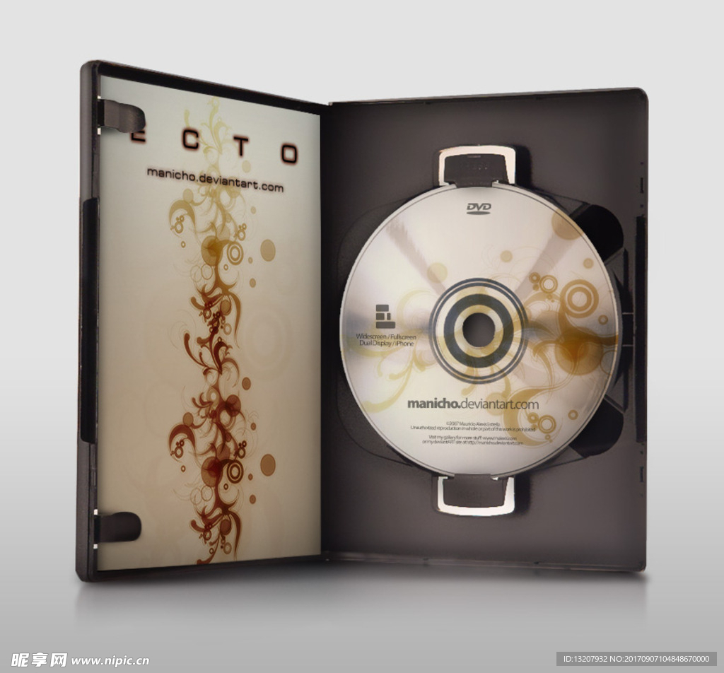 cd盒包装PSD源文件效果图