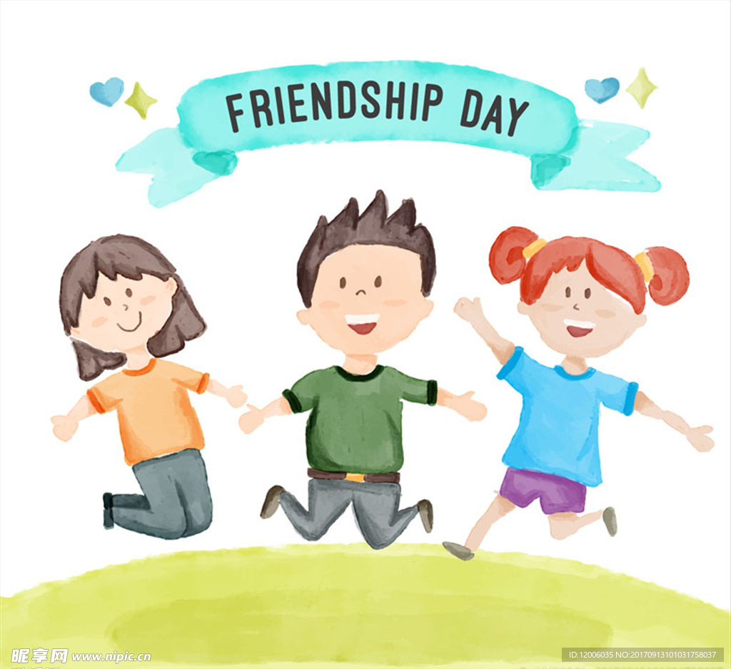 3个彩绘跳跃的人物矢量素材