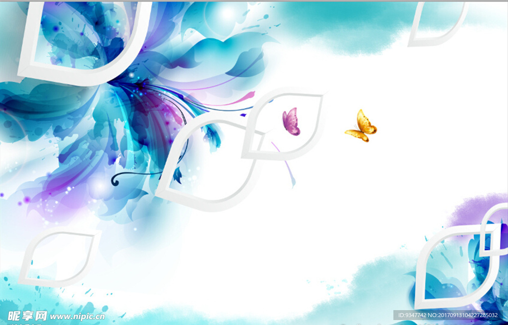 3d梦幻百合背景墙