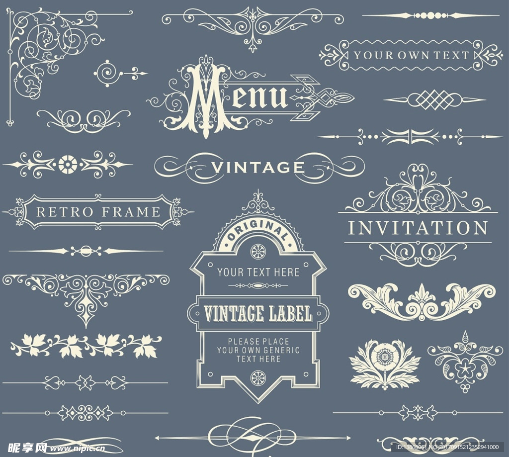 矢量时尚欧式古典花纹花边