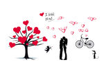 情侣树下剪影图