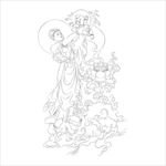 白描图线条图送子观音佛