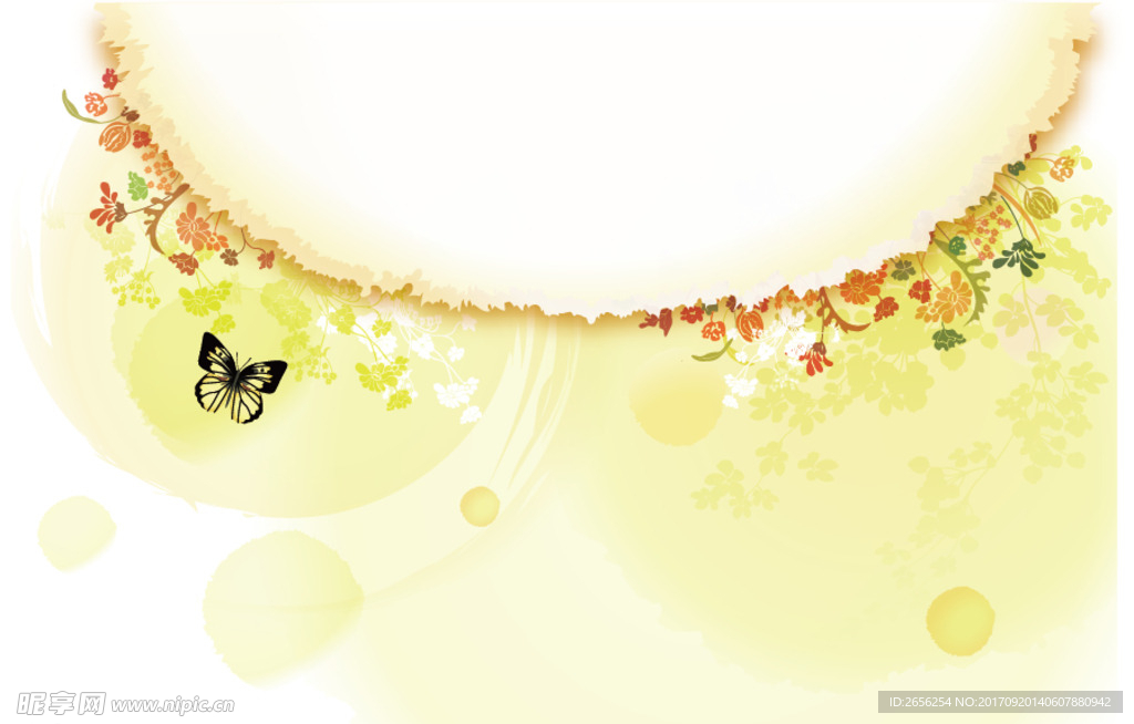 蝴蝶花卉弧边框