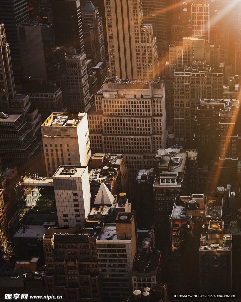 夕阳下的城市高楼