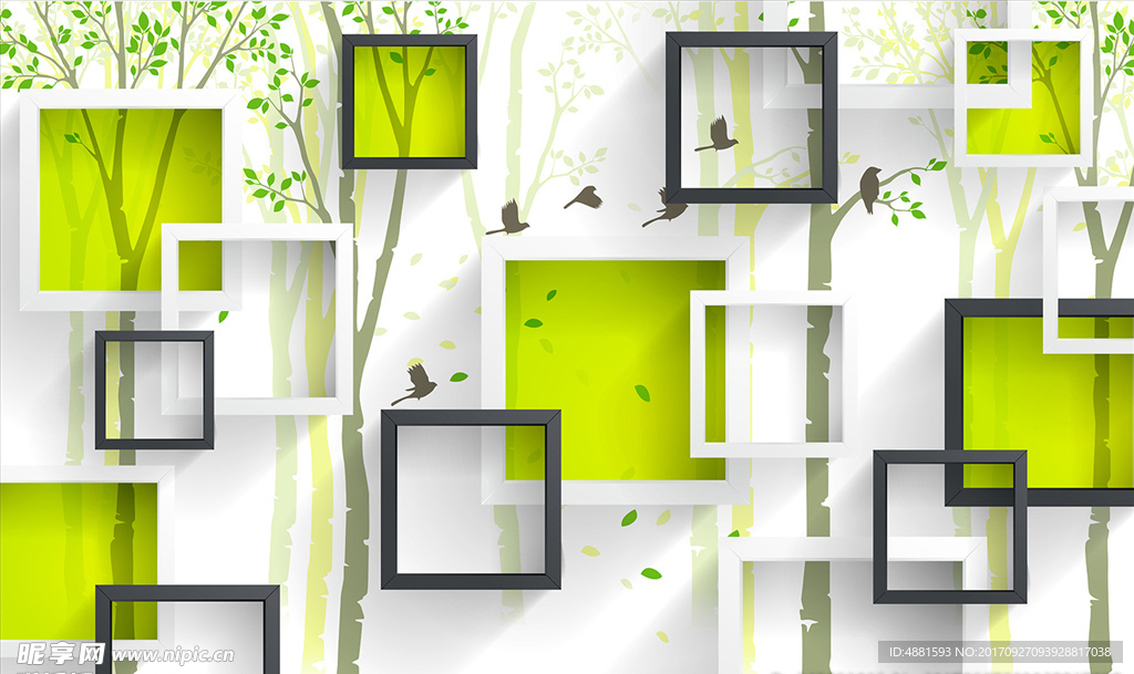 方框树背景墙