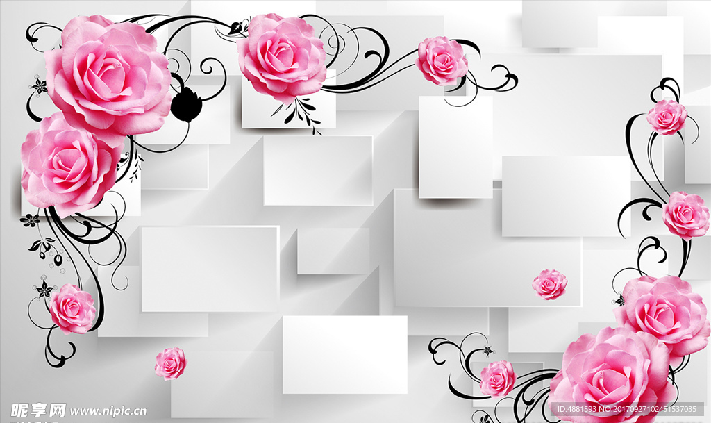 玫瑰花立体背景