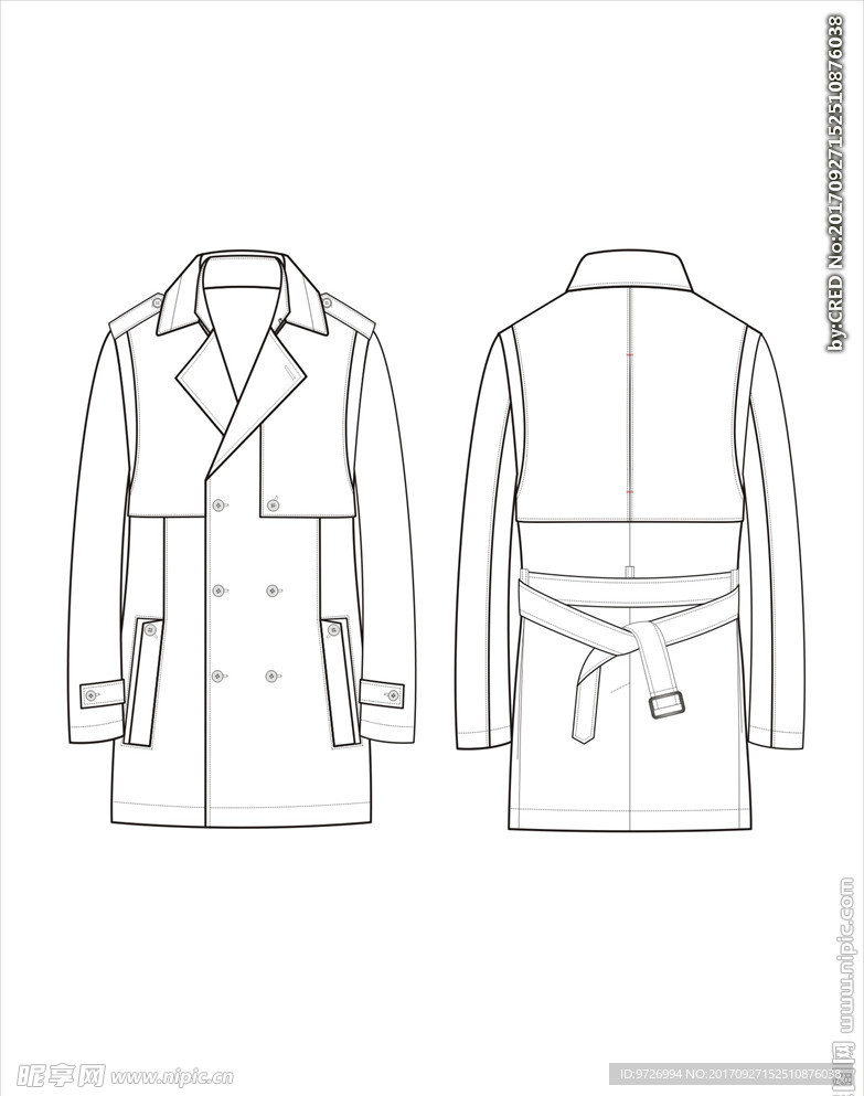 服装款式画技法矢量图下载