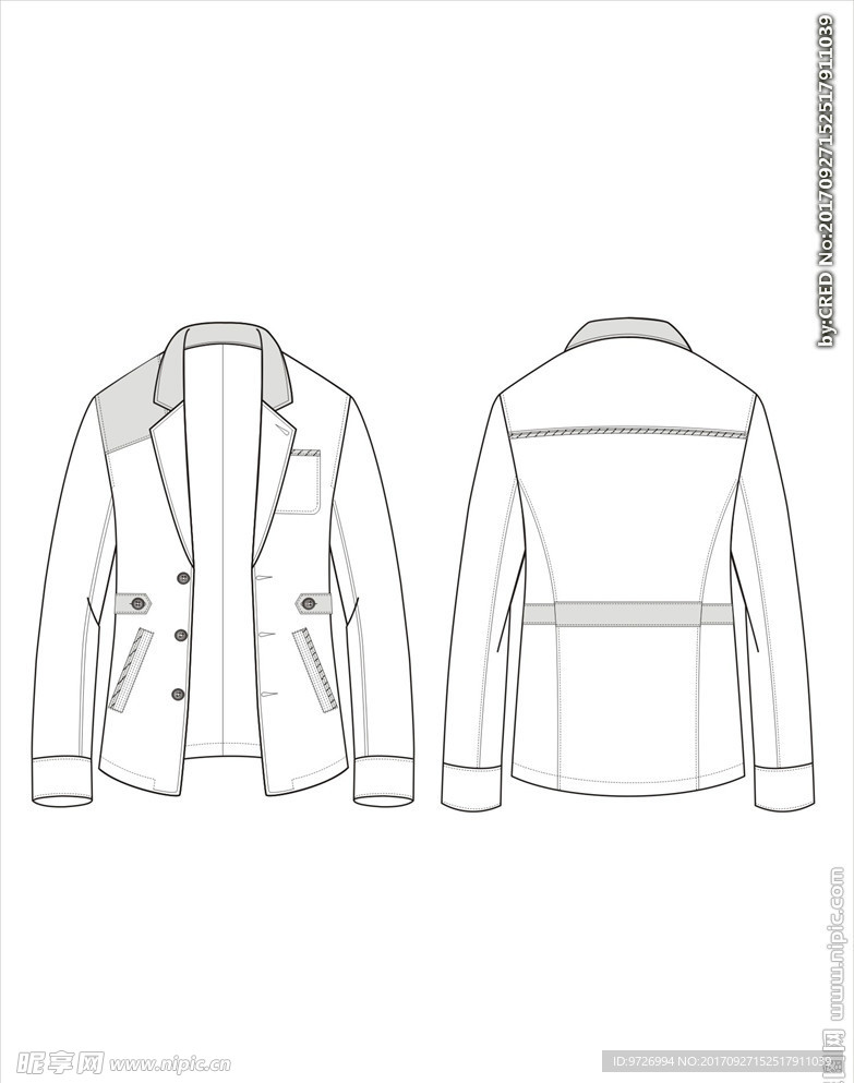 服装款式画技法矢量图下载