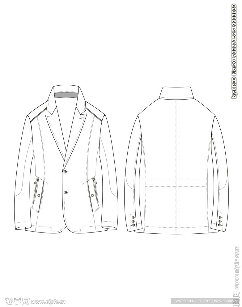 服装款式画技法矢量图下载