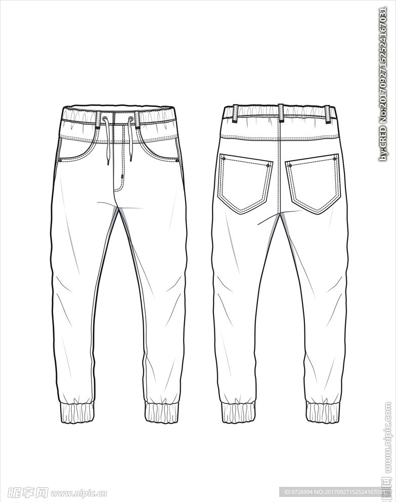 服装款式画技法矢量图下载