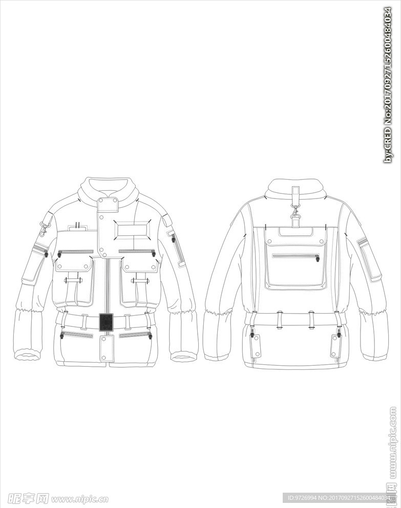 服装款式画技法矢量图下载