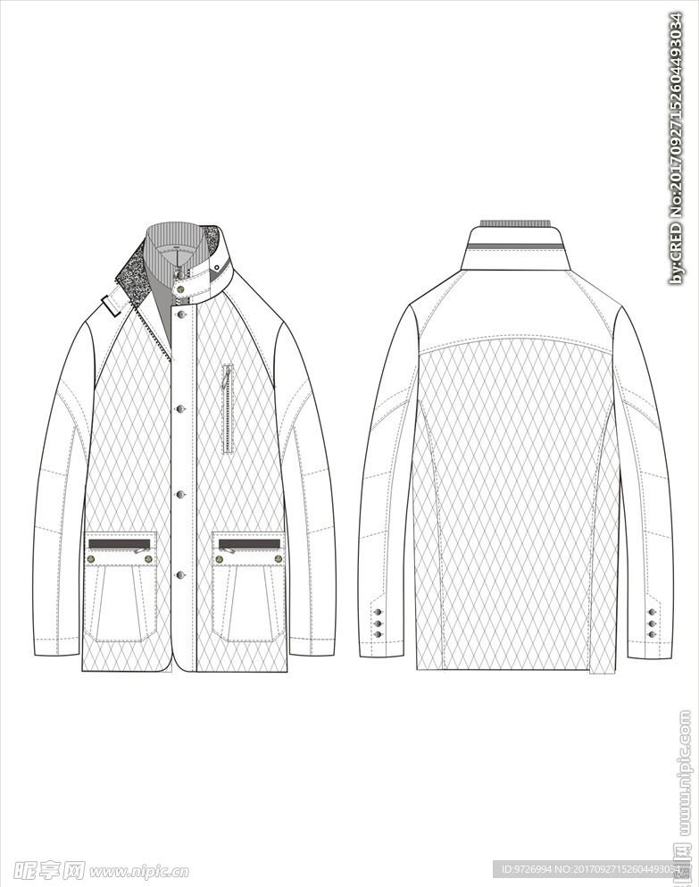 服装款式画技法矢量图下载