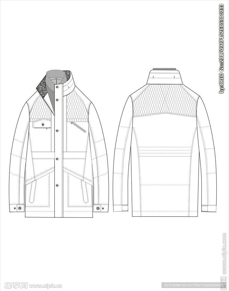 服装款式画技法矢量图下载