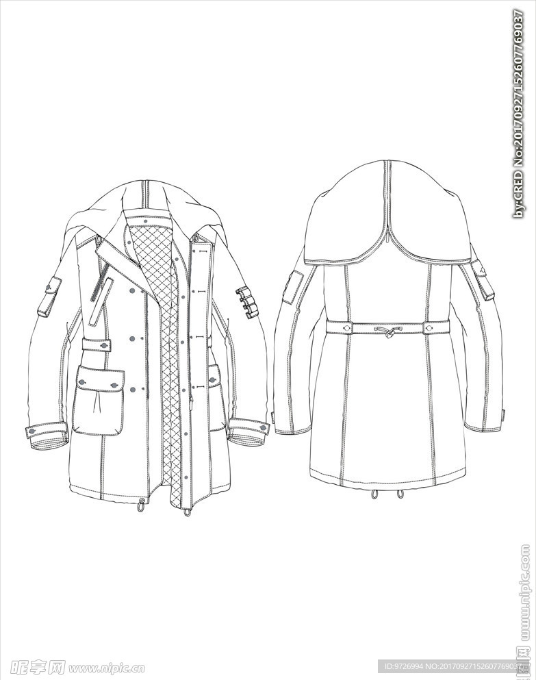 服装款式画技法矢量图下载