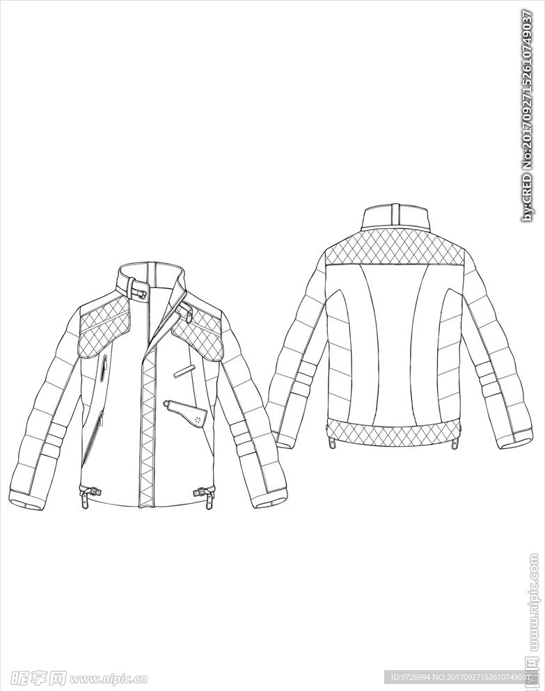 服装款式画技法矢量图下载