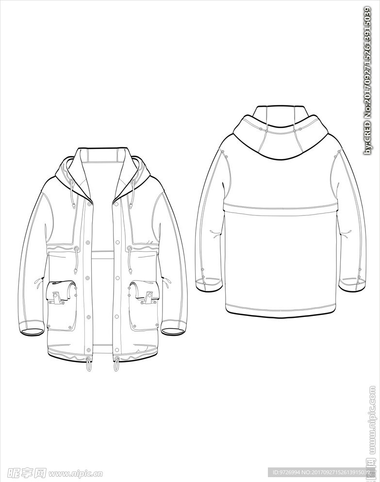 服装款式画技法矢量图下载