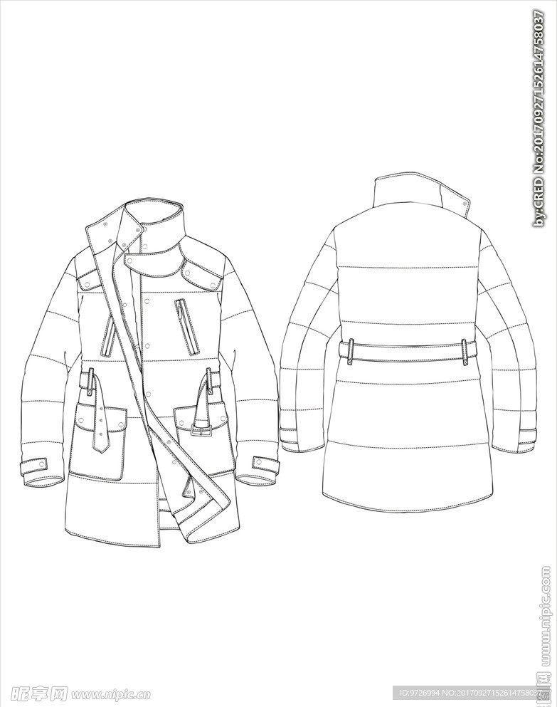 服装款式画技法矢量图下载