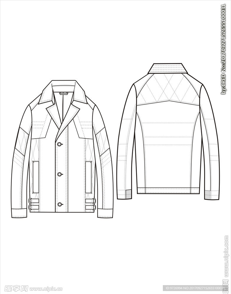 服装款式画技法矢量图下载