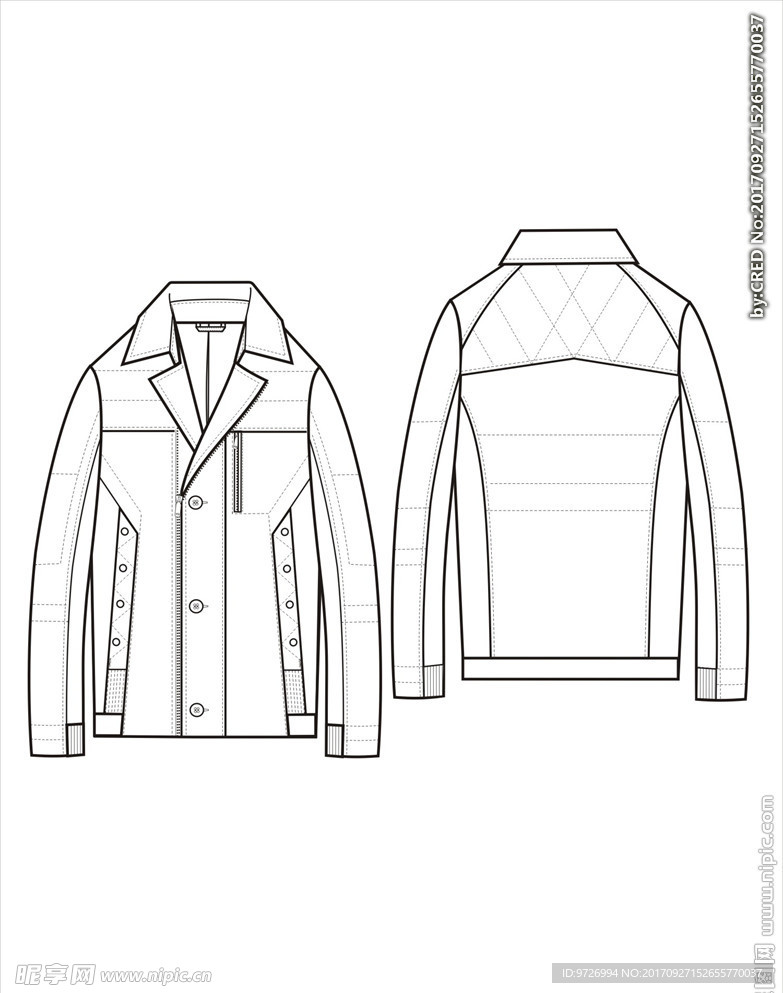 服装款式画技法矢量图下载