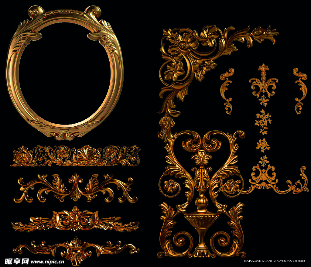 欧式金属立体花纹