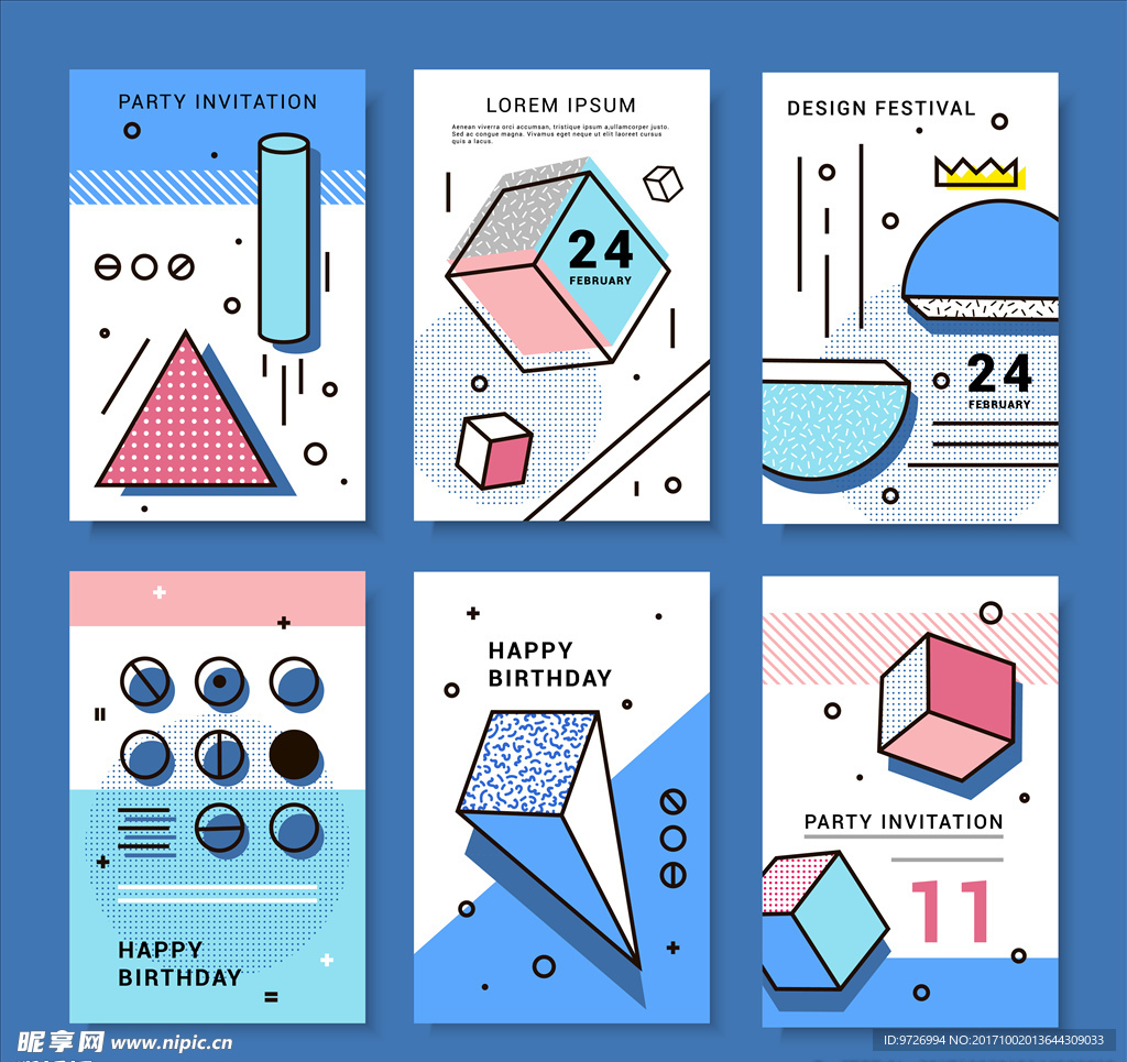 民族风孟菲斯花纹矢量图下载