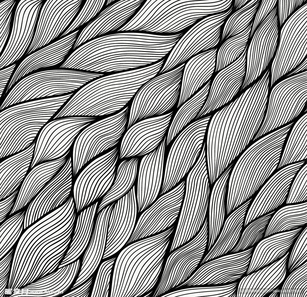 黑白花纹底纹矢量图下载