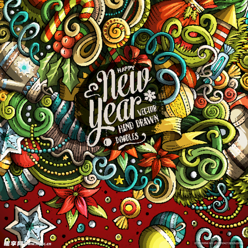 新年快乐底纹矢量图下载