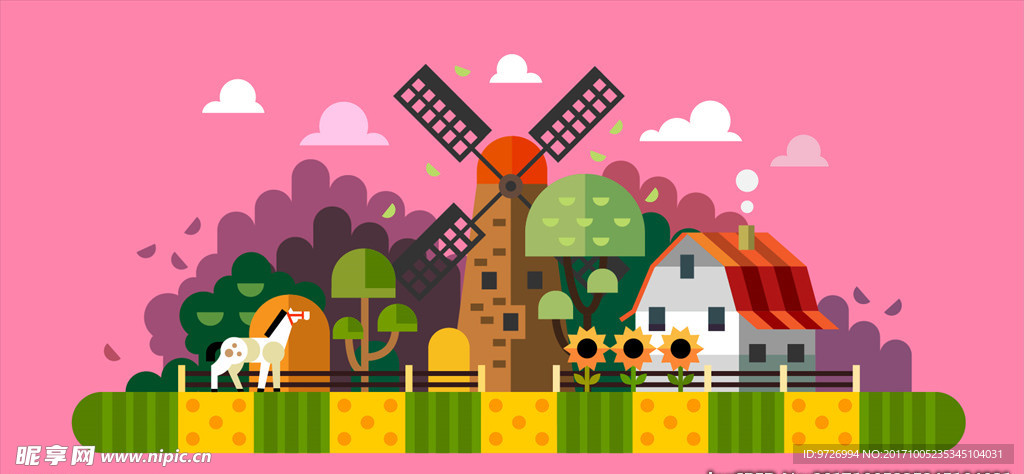 卡通扁平元素矢量图下载