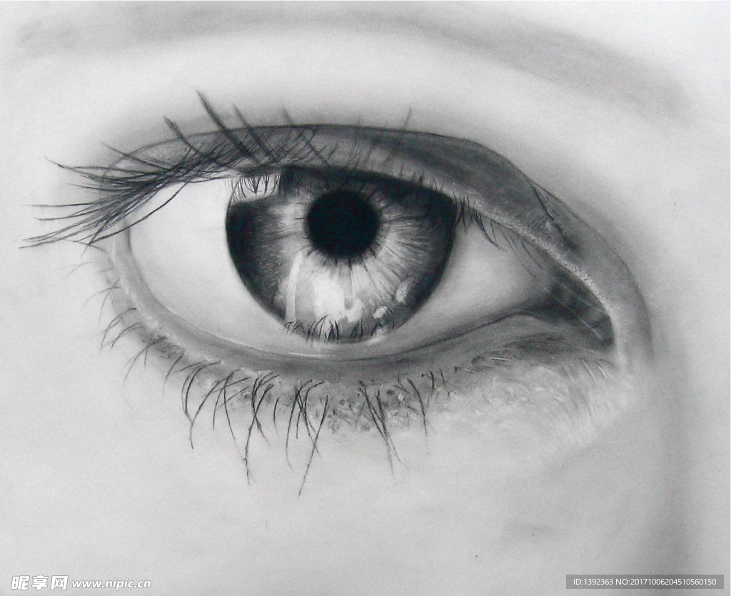 素描铅笔画眼睛五官刻画